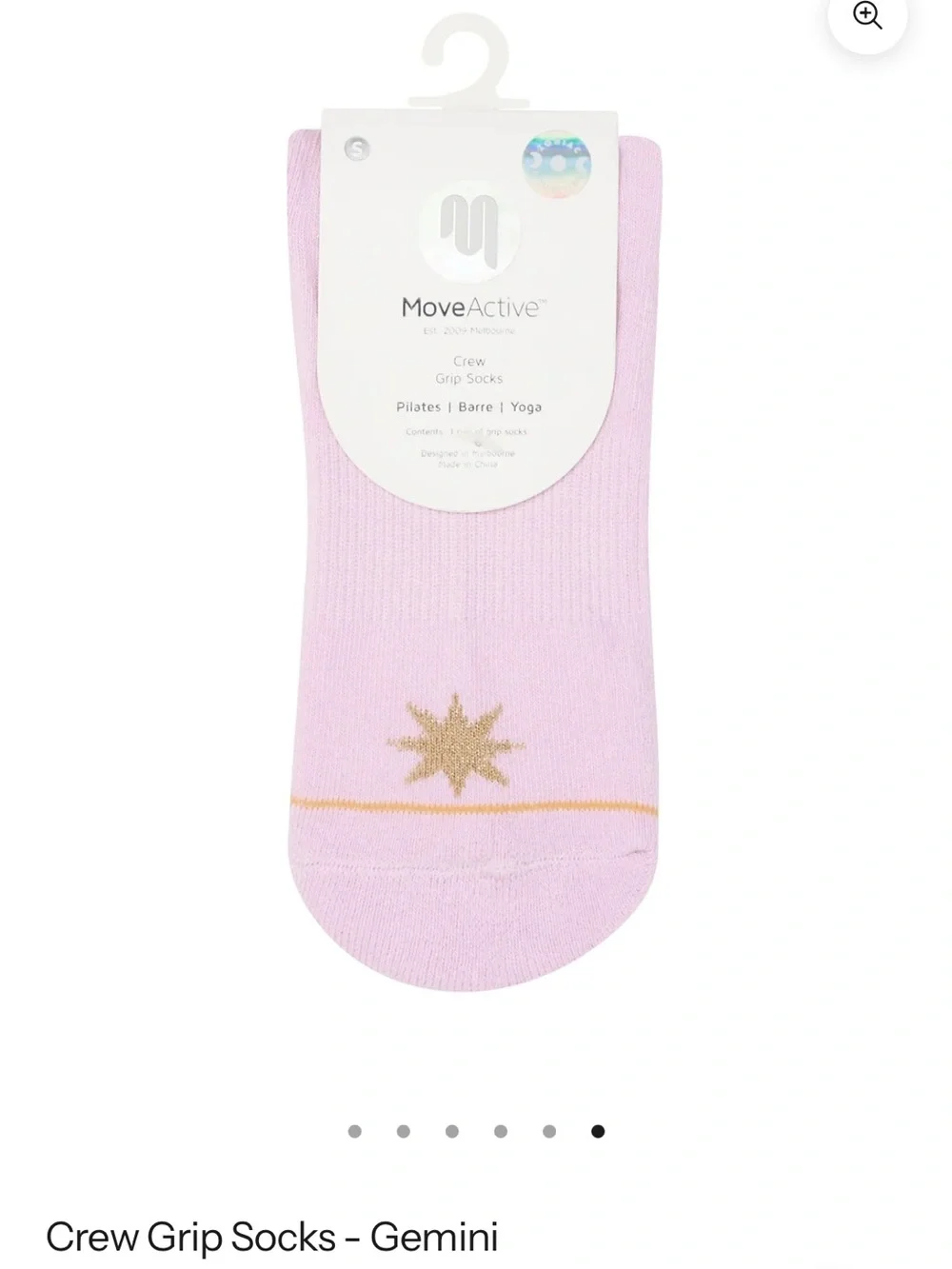 Stance MoveActive Crew Grip Socks - Light Pink with Gold Star
